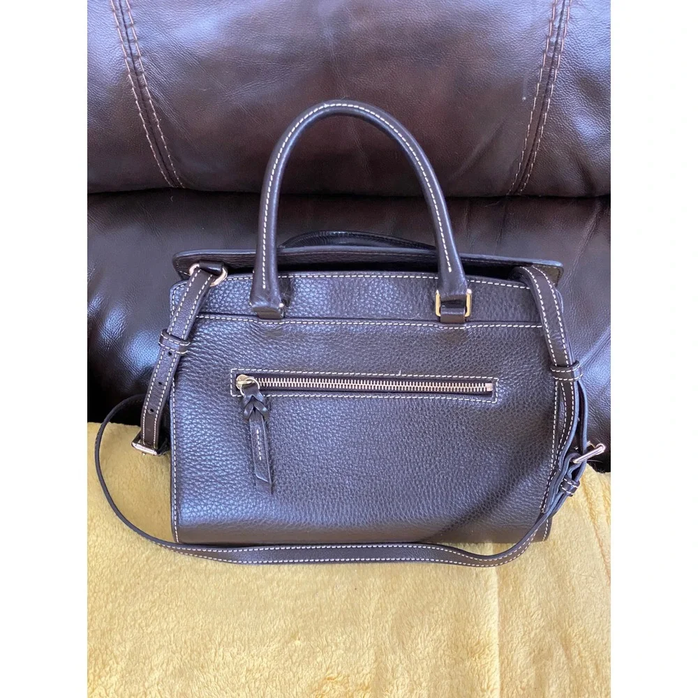 Dooney & Bourke Pebbled Leather Black Satchel VTG Purse Bag Excellent Crossbody